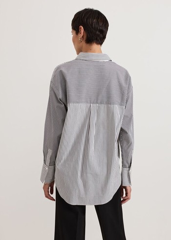 Phase Eight Mixed Stripe Shirts Black/White USA | 7310426-OR